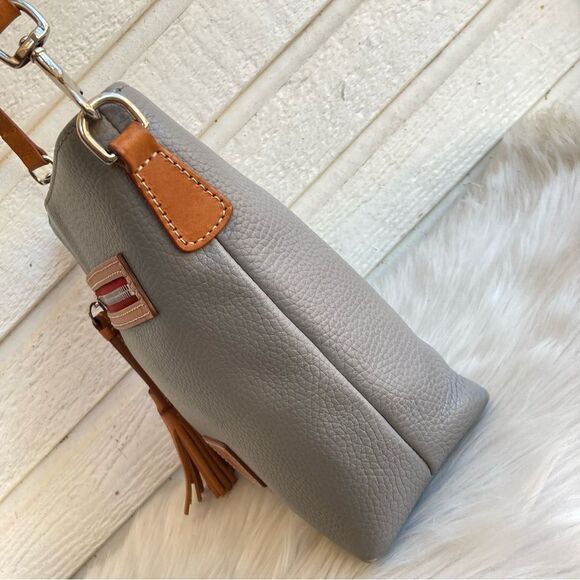 DOONEY & BOURKE Grey Leather Hobo Shoulder Bag Crossbody Tassel Lani Zip Zip - Picture 7 of 13